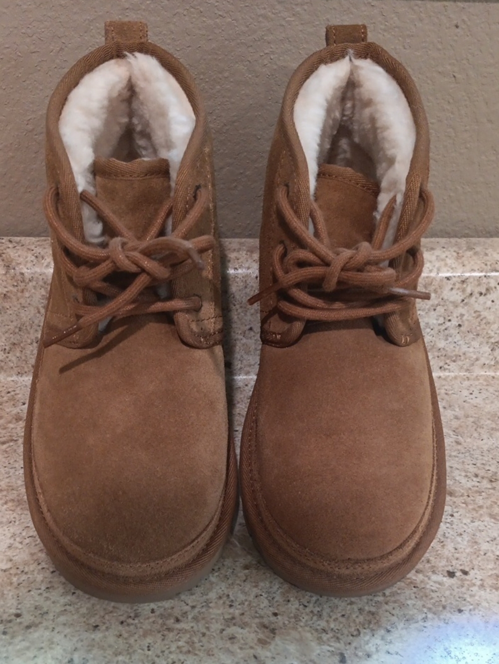 UGG Neumel Chestnut Suede Shearling-Lined Lace-Up Boots